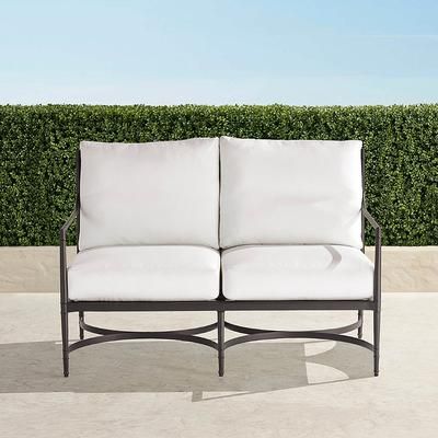 Angelina Loveseat with Cushions in Jet Black Aluminum - Sunbrella Rain, Rain Indigo - Frontgate