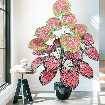60-85-104 cm 24 feuilles artificielles rose fée taro feuilles monstera vert radis calla feuilles de lys vacances maison bureau décoration