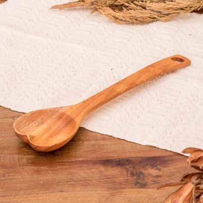 'Eco-Friendly Heart-Themed Hand-Carved Teakwood Serving Spoon'