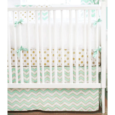 New Arrivals Gold Rush in Mist 4 Piece Crib Bedding Set