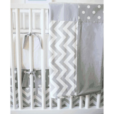 New Arrivals Zig Zag Grey 2 Piece Baby Crib Bedding Set