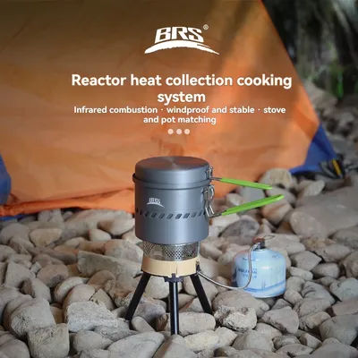 BRS-TS19 Reactive Stack Heat Cooking System Portable Pot/Jet Burner Set Backpacking and Camping Stove System 1900W Reactor Set
