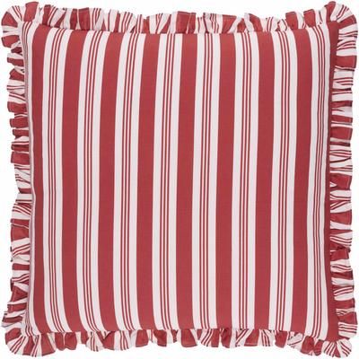 Bijoux 20" Square Cottage Cotton Crimson/Snow White Throw Pillow - Boutique Rugs