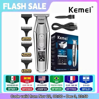 Kemei Hair Clipper KM-5027 Or Blades Beard Trimmer for Men Adjustable Speed LED Digital Hair Clipper Carving Clippers Razor