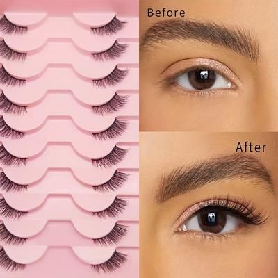 TEMU 10 Pairs Of Curly Half Lashes - And Stage Makeup, Easy To Apply And Reusablethick Fluffy Cat Eye False Eyelashes, Short And Long Volume Lashes