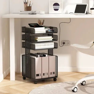 Under Desk Storage Cabinet Mobile File Cart Office Bag Organizer Multi-Level Workstation Sorting Tool A4 Storage Unit