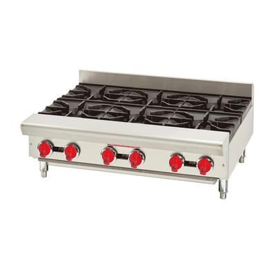 American Range ARSHP-36-6 LP 36" Gas Hotplate w/ 6 Burners & Manual Controls, Liquid Propane, Gas Type: LP