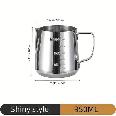 TEMU 1pc Stainless Steel Frothing Cup With Scale, Hot Milk Cup, Cup, Pointed Spout Coffee Tool For Home Use.