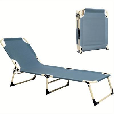 TEMU Camping Bed Sun Lounger Folding Camp Bed With Pillow Heavy Duty Camp Bed