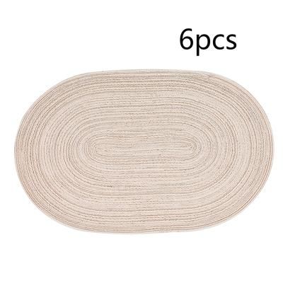 TEMU 4/6pcs Oval Yarn Placemats, Washable Table Mats, Polyester 100.00, Hand-woven Dining Decor, 100% Polyester Tabletop Pads