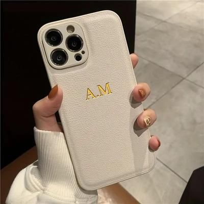 TEMU Personalized Phone Case For 15 14 11 Pro Max 15 14 Plus Customized Name Letters 3d Embossed Engraved Golden Hot Stamping Luxury Ins Korea Pattern Leather Case For 15 14 11 Pro Max Gifts