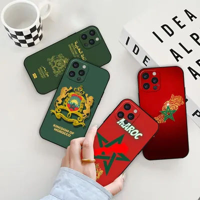 Morocco Flag Passport Luxury Phone Case For iPhone 16 15 14 13 12 11 Pro Max Plus Mini Funda Apple