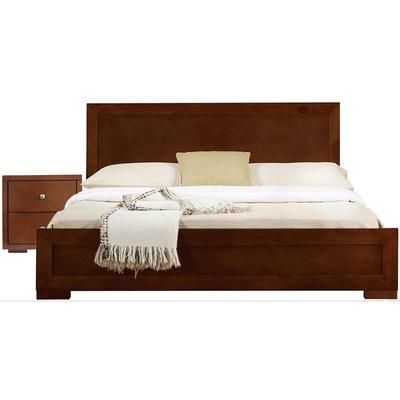 Trent Wooden Platform Bed in Black, Queen with 2 Nightstands by Camden Isle in Walnut (Size QUEEN)
