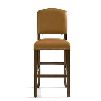 Bradley Bar & Counter Stool - Bar Height (30" Seat), Heritage Brown, Bonded Leather, Heritage Brown/Marbled Caramel/Bar Height - Grandin Road