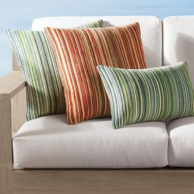 Lush Stripe Velvet Indoor/Outdoor Pillow by Elaine Smith - Spice, 20" x 20" Square Spice - Frontgate