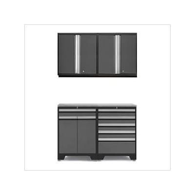 NewAge Garage Cabinets PRO Grey 5-Piece Workbench Set with Stainless Steel Top