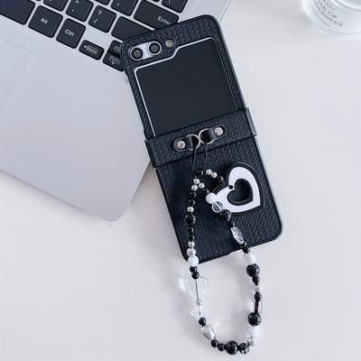 TEMU Simple Solid Color Leatherette Folding Mobile Phone Case Z Flip 6, Girls Flip Cover With