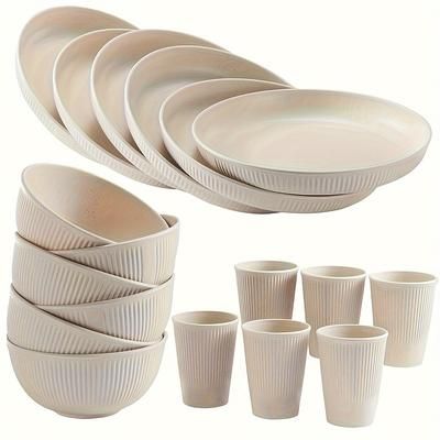 TEMU 18pcs Unbreakable Holiday Themed Tableware Set - Black Plates, Bowls & Cups | Dishwasher & Microwave Safe | Kitchen, Dorm, Camping, Rv, Picnics, Holiday Gatherings &