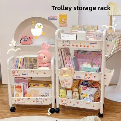 1pc multi-layer storage rack, multi-layer classified storage, universal roller design, suitable for multiple scenarios