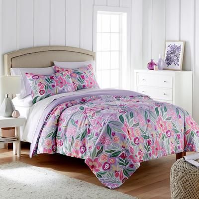 Seersucker Printed 3-Pc. Comforter Set by BrylaneHome in Happy Floral (Size FL/QUE)