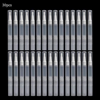 TEMU 30pcs/15pcs Transparent Twist Pens Empty Nail Oil Pen With Brush Tip Cosmetic Container Applicators Liquid Tube