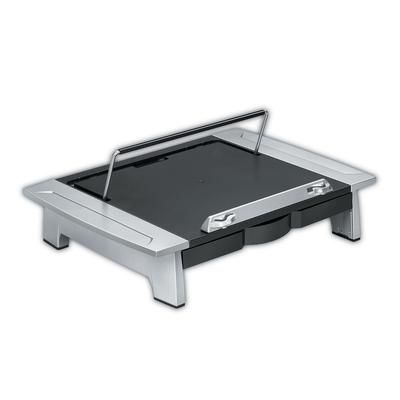 Fellowes 8036601 Office Suites Monitor Riser Plus, 19.88" x 14.06" x 4" to 6.5", Black/Silver, Supports 80 lbs FEL8036601