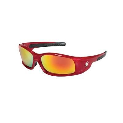 MCR Safety Swagger Safety Glasses, Fire Mirror Lens, Duramass Hard Coat, Red Frame (135-SR13R)