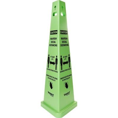 Impact Products 9140SM Social Distancing 3 Sided Safety Cone, Fluorescent Yellow IMP9140SM