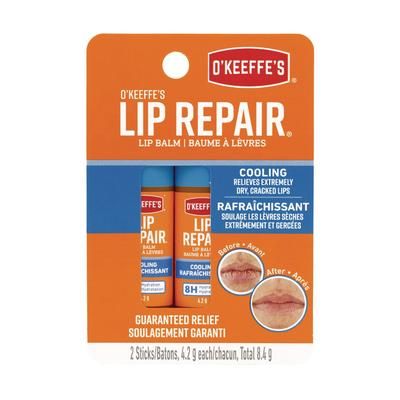 O'Keeffe's Lip Repair Cooling Lip Balm, 0.15 oz Stick, 2/Pack (GORK1710402)