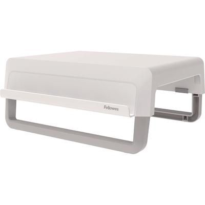 Fellowes Breyta Monitor Stand, 13.94" x 11.97" x 3.25" to 6", White, Supports 33 lbs (FEL100098565)