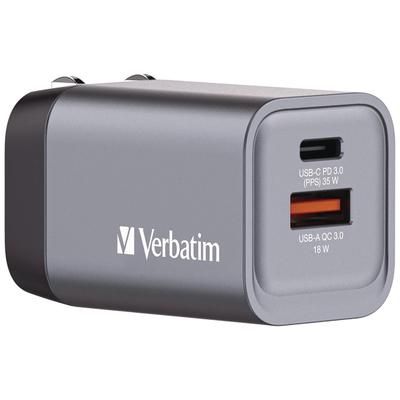 Verbatim 35 W 2-Port GaN Wall Charger, Black/Gray (VER32200)