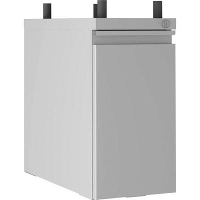 Lorell 00046 Slim Hanging Pedestal, 10" x 20" x 19.2", Letter, Legal, Vertical, Casters, Compact, Storage Space, Hanging Rail, Key Lock, Silver, Powde