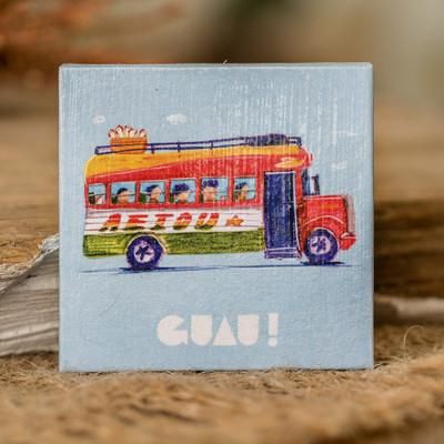 Folk Marvel,'Inspirational Chicken Bus-Themed Colorful Paper Magnet'