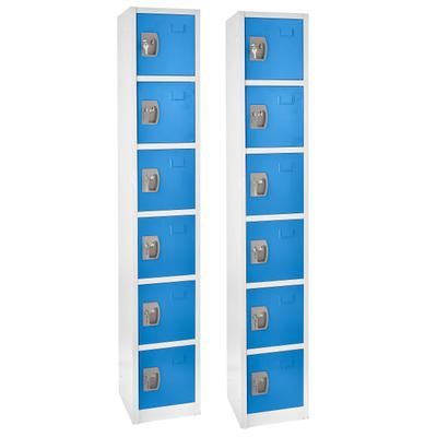 Alpine 6-Tier Steel Lockers, 72"h X 12"w X 12"d, Blue, Pack Of 2 Lockers
