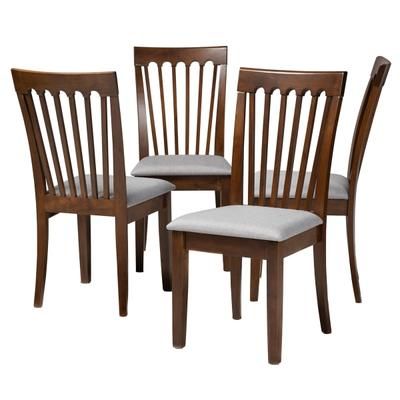 Baxton Studio Minette Dining Chairs, Gray/walnut, Set Of 4 Chairs