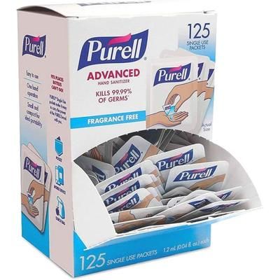 Purell Singles Advanced Gel Hand Sanitizer Packets, 1.2 Ml, Unscented, Pack Of 125 Packets