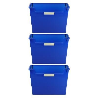 Romanoff Products Romanoff Desk Top Organizer, 14"l X 6"w X 10"h, Blue, Pack Of 3