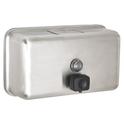 Alpine Industries 1200 Ml Stainless Steel Horizontal Manual Surface-Mounted Liquid Soap Dispensers, Silver, Pack Of 2 Dispensers