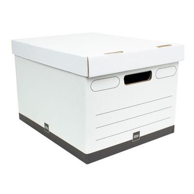 Office Depot Brand Heavy-Duty Quick Set Up Storage Boxes, Letter/legal Size, 15" X 12" X 10", White/black, Pack Of 5