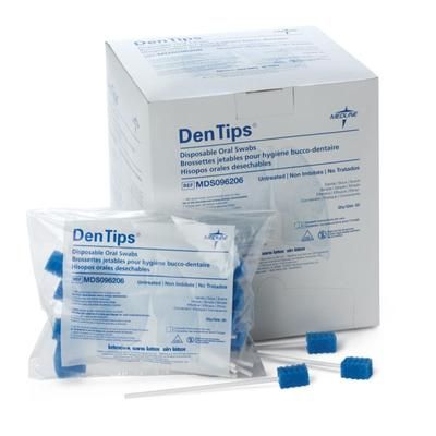 Medline Dentips Oral Swabsticks, Untreated, Pack Of 50