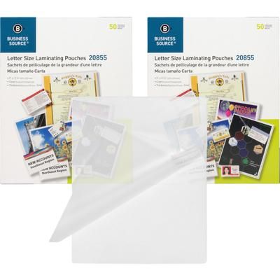 Business Source Letter Size Laminating Pouches - Sheet Size Supported: Letter 8.50" X 11" - Laminating Pouch/sheet Size: 9" X 11.50" - For Photo, Document, Id Badge, Recipe - Pre-Trimmed
