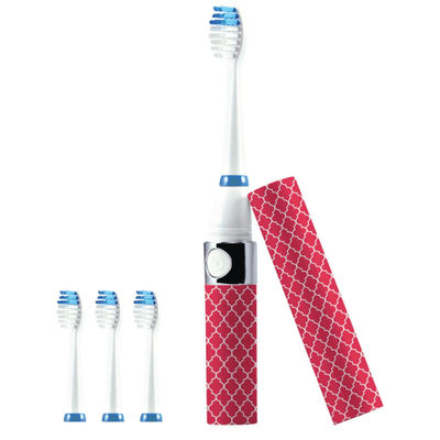 Pursonic S53 Portable Sonic Toothbrush With 3 Brush Heads, 6-1/2" X 3/4", Pink