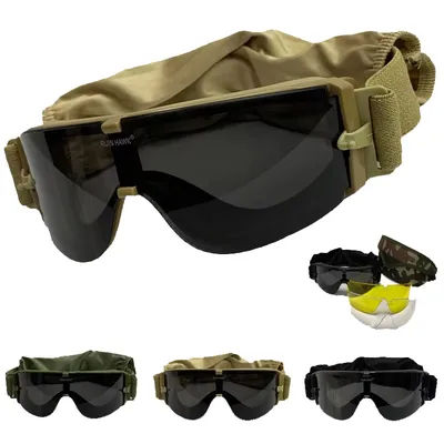 Lunettes de soleil d'extérieur, lunettes de chasse, lunettes tactiques pour wargame, airsoft, paintball, lunettes anti-vent à 3 verres