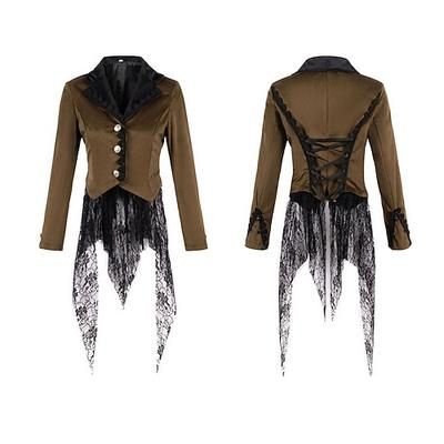 Retrò Vintage Punk Gotico Steampunk Cappotto Mascherata Smoking Vampiro Medico della peste Pizzo Costume Per donna Halloween Carnevale Mascherata Feste Halloween Adulti Cappotto