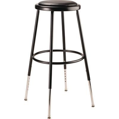 NPS 6400 Series Height Adjustable Heavy Duty Vinyl Padded Steel Stool, Supports 500 lbs, 25" to 33" Seat Height, Black Seat/Base (NPS6424H10)