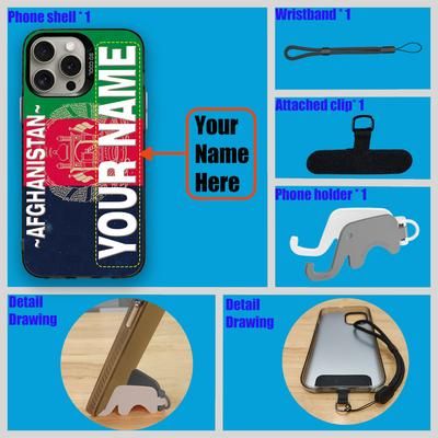 "TEMU Customized Name Phone Case With The "afghanistan" [including Phone Holder, Wrist Strap And Back - Attached Clip], Suitable For Iphone 11/12/13/14/15/16/pro/plus/pro Max. An Imd Protective Case"