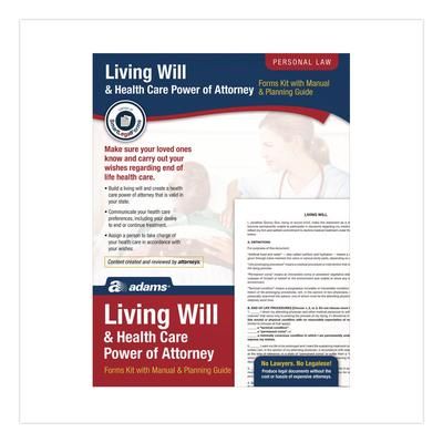 Adams Living Will and Healthcare POA Form Kit with Instructions and Digital Download, 8.5 x 11, Unlimited Number of Forms (ABFK306)