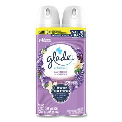 Glade Air Freshener, Lavender and Vanilla, Scent, 8.3 oz Aerosol Spray, 2/Pack, 3 Packs/Carton (SJN377371)