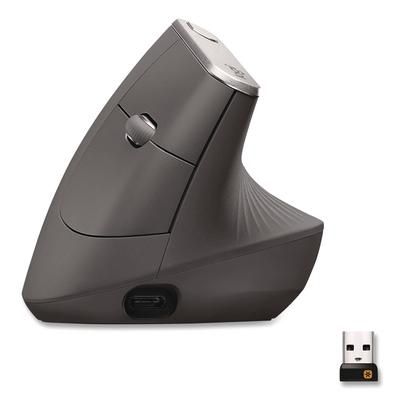 Logitech MX Vertical Advanced Ergonomic Mouse, 2.4 GHz Frequency/33 ft Wireless Range, Left/Right Hand Use, Graphite (LOG24342520)