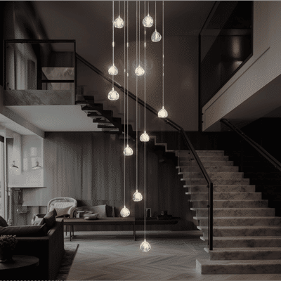 Sage | Modern Staircase Chandelier | 25 Lights / Warm White (3000k) | Living Room Lighting | MOD LIGHTING